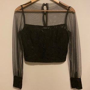 Nasty Gal Lace and Mesh Crop Top